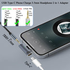 USB C to 3.5mm Headphone Adapter with 100W PD Charging DAC Audio TRRS Mic USB C Charger Port for iPhone 16 15 Galaxy Pixel iPad