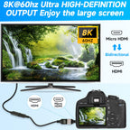 8K Micro HDMI to HDMI Adapter 4K 120Hz HDMI 2.1 Type D Male to Female Bidirectional Converter for GoPro Hero Sony A6000 Raspberry Pi 4 Camera Monitor