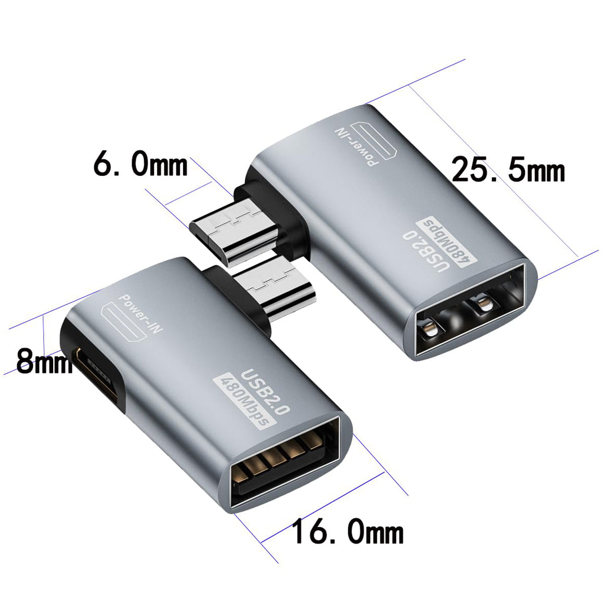 90 Degree Micro USB OTG Adapter Powered USB A Female for Fire TV Stick 4K Max Lite Chromecast Android Phone Tablet Left Right Angle