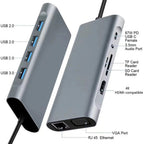 USB C Hub 11 in 1 Docking Station with 4K HDMI VGA RJ45 Ethernet USB 3.0 SD TF Card Reader 3.5mm Audio PD Charging for MacBook Pro Air