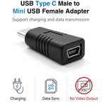 USB C to Mini USB Adapter Type C Male to Mini B 5 Pin Female Converter 480Mbps Data Charging for Dash Cam GPS Digital Camera MP3 Player MacBook PC