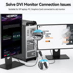 DisplayPort to DVI I Adapter DP Male to DVI I 24+5 Female Converter 1080p 60Hz for Desktop Laptop Monitor Projector
