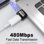USB A Male to USB C Female Adapter USB 2.0 480Mbps 5V 3A Charging Data OTG Converter for USB A Laptop PC Charger Black Silver