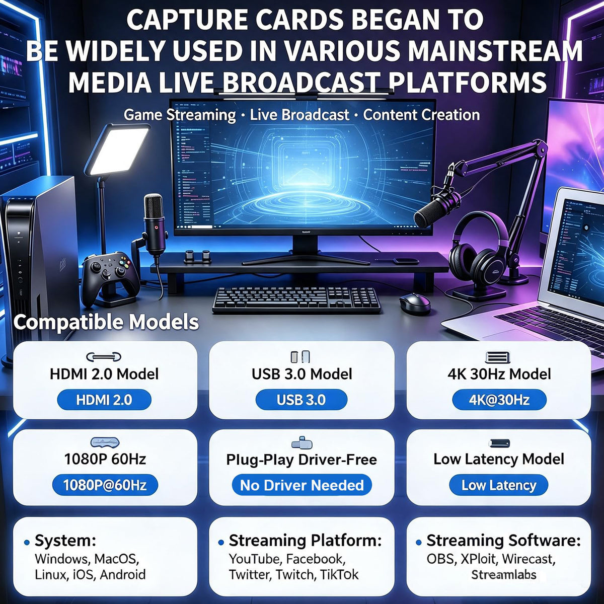 4K 30Hz HDMI to USB 3.0 Video Capture Card 1080P 60FPS Audio Cam Link Adapter Dongle for PS5 PS4 Switch Xbox DSLR Camera OBS Live Streaming Gaming PC