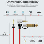 Coiled Replacement Audio Cable for Beats Pro Detox Solo HD Studio 3.5mm Right Angle to Straight Aux Cord with 6.35mm 6.5mm Adapter 1.8m Spring Wire