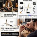 1/4 Male to 1/8 Female Headphone Adapter 6.35mm to 3.5mm Stereo Audio Jack Converter Gold Plated Brass for Amp Digital Piano Mixer Guitar Receiver