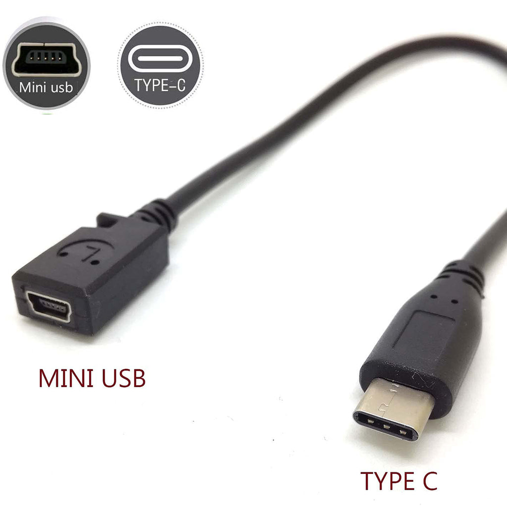 USB C to Mini USB Cable 25cm Type C Male to 5 Pin Mini B Female Adapter Cord for MacBook Pro Laptop PC Camera GPS MP3 Dash Cam