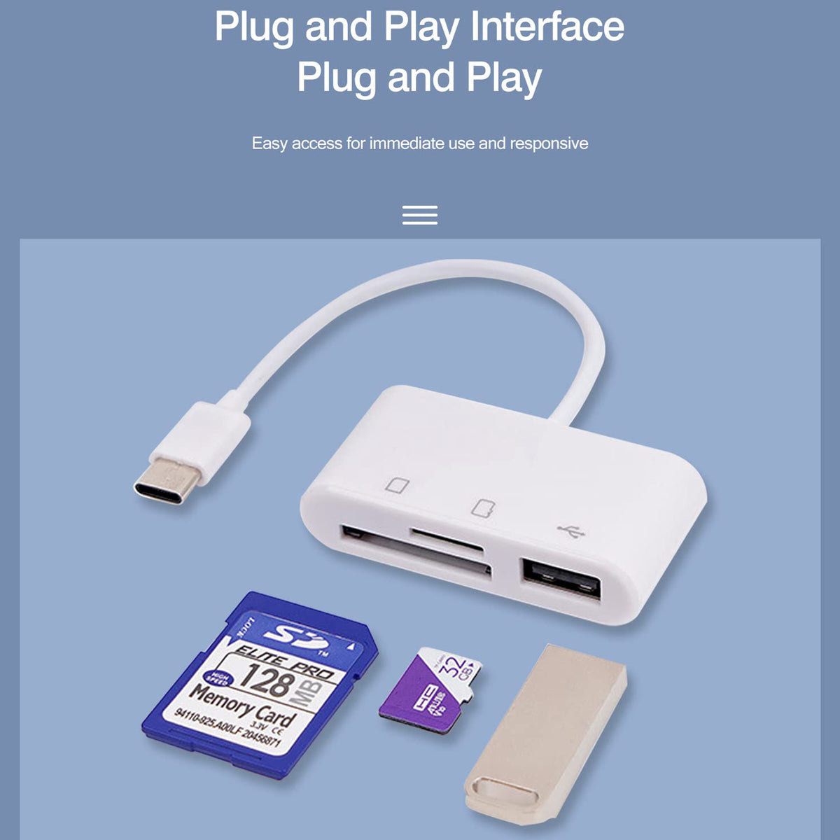 3 in 1 USB C SD Card Reader Micro SD TF Card and USB 2.0 OTG Adapter Cable for Android Phone Tablet iPad Pro MacBook Laptop PC Camera Flash Drive