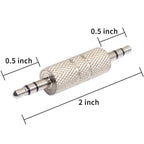 3.5mm Male to Male Audio Adapter 1/8 Inch TRS Stereo AUX Coupler All Metal Silver Gender Changer Plug for Bluetooth Receiver Car AUX Speaker PC Laptop