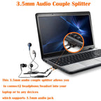 3.5mm Stereo Headphone Splitter 1 Male to 2 Female Audio Jack Y Adapter Dual Headphone Sharing for Phone Tablet Laptop MP3 CD Player