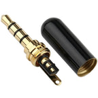 3.5mm TRRS 4 Pole Male Solder Audio Plug Connector 1/8 Inch Gold Plated DIY Replacement Jack for Headphone Headset Microphone Cable Repair Metal Shell