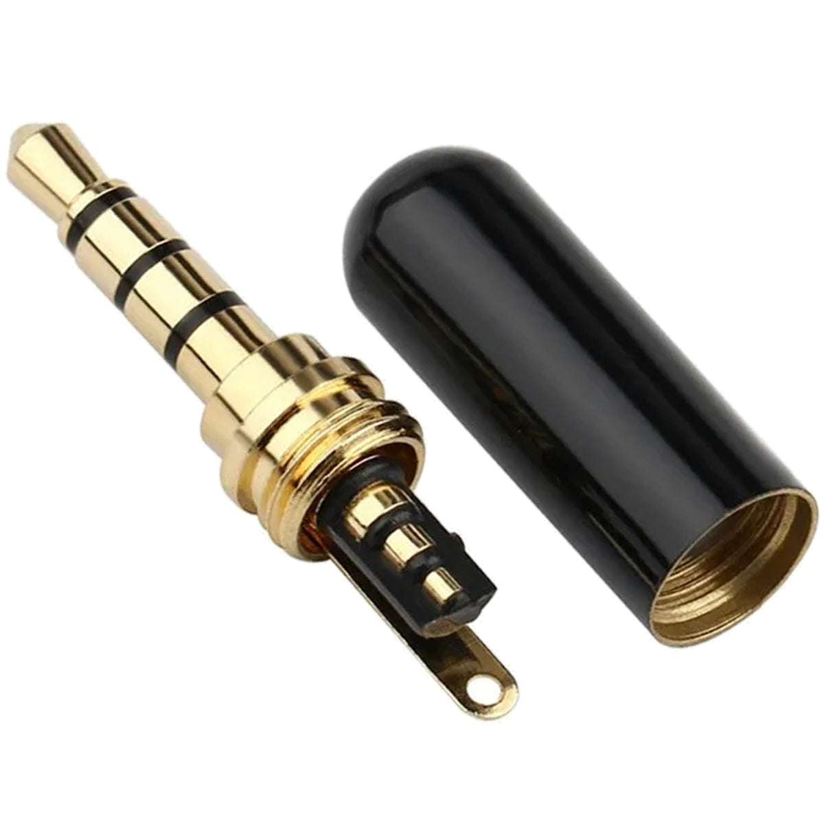 3.5mm TRRS 4 Pole Male Solder Audio Plug Connector 1/8 Inch Gold Plated DIY Replacement Jack for Headphone Headset Microphone Cable Repair Metal Shell