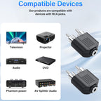 3.5mm Female to 2 RCA Male Audio Adapter 1/8 Inch TRS Stereo to Dual RCA Phono Plug Splitter Converter Connector for Amplifier Speaker Receiver TV PC