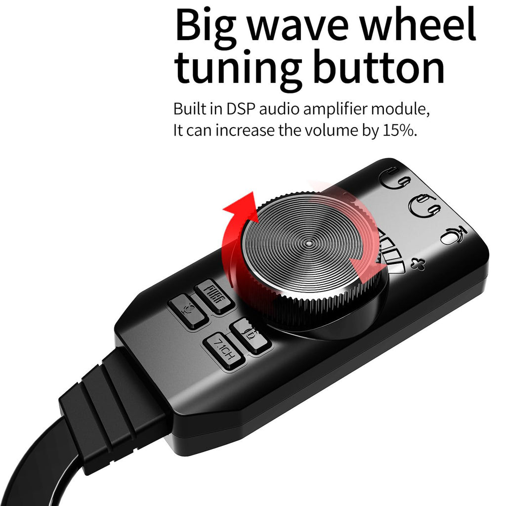 GS3 USB External Gaming Sound Card Virtual 7.1 Surround Sound 3.5mm Audio Adapter Volume Control Mic Mute EQ for PC Laptop Desktop PS4 PS5 Mac
