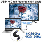 USB4 USB C Cable 240W 40Gbps 8K 60Hz 13cm Short Flat Type C Male to Male E Mark for Thunderbolt 3 4 MacBook Steam Deck Nintendo Switch