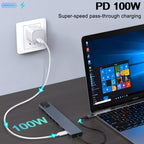 10 in 1 USB C Hub Multiport Adapter 4K HDMI 100Mbps RJ45 Ethernet 100W PD SD TF Card Reader USB 3.0 Type C Dock for MacBook Pro Air iPad Dell XPS