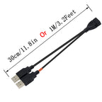 USB 2.0 A Female to Dual USB A Male Y Splitter Power Extra Charging Cord Data Sync Hub Cable for PC Computer Laptop External Hard Drive Keyboard
