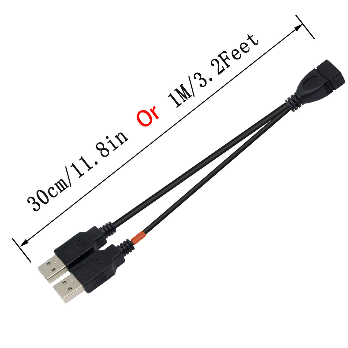 USB 2.0 A Female to Dual USB A Male Y Splitter Power Extra Charging Cord Data Sync Hub Cable for PC Computer Laptop External Hard Drive Keyboard