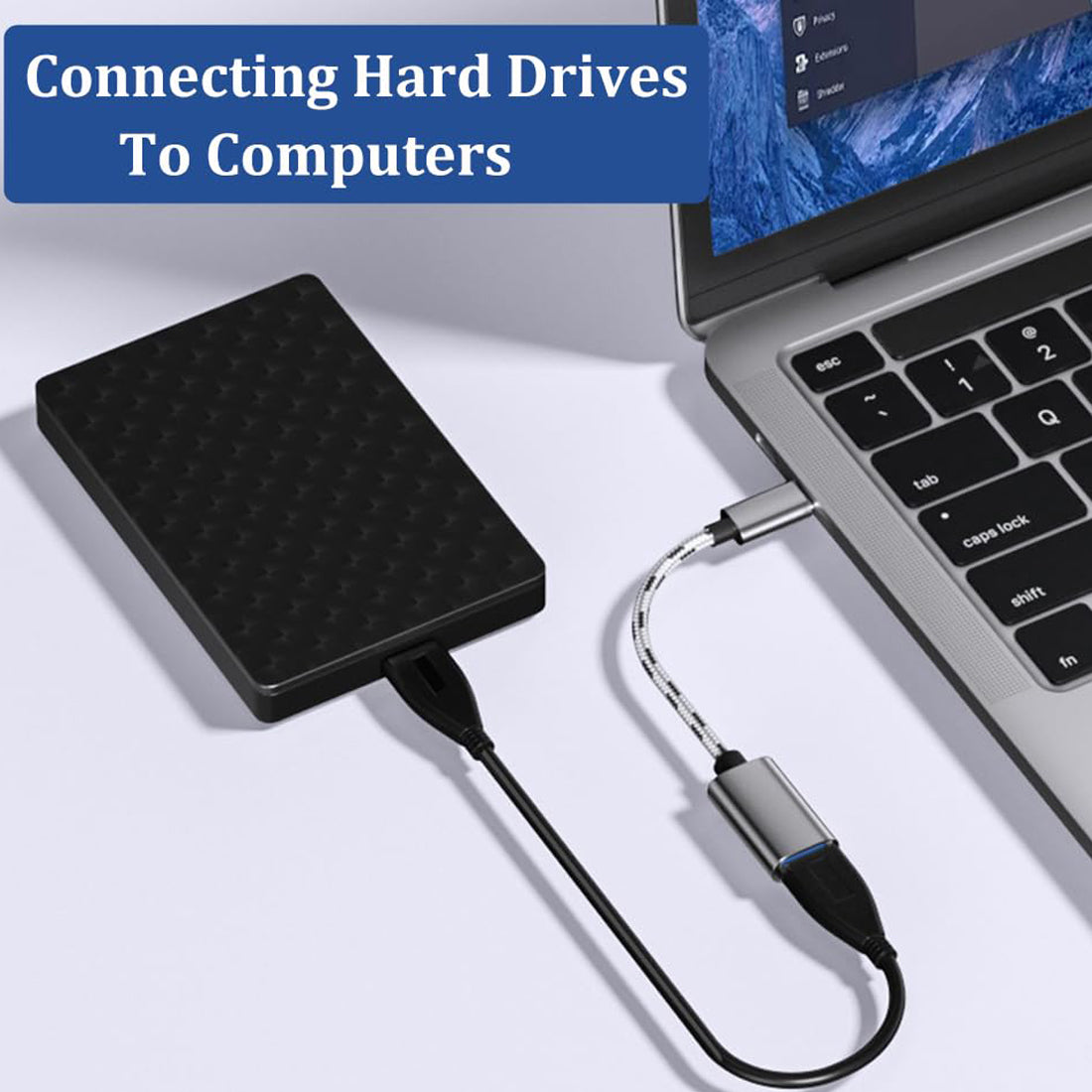 USB C to USB Adapter Aluminum Braided Type C Male to USB Female OTG Cable for iPhone 16 15 MacBook Samsung Galaxy Android Connect USB Drive Mouse Keyboard