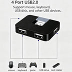 4 Port USB 2.0 Hub 270 Degree Rotating Portable USB Data Splitter Expander Adapter for Laptop PC Desktop Keyboard Mouse Flash Drive Windows Mac Linux