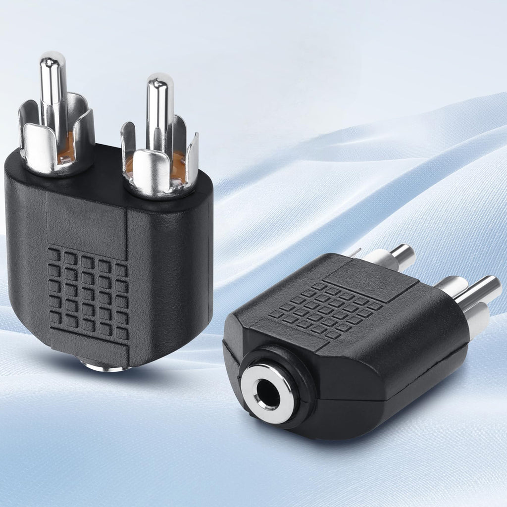3.5mm Female to 2 RCA Male Audio Adapter 1/8 Inch TRS Stereo to Dual RCA Phono Plug Splitter Converter Connector for Amplifier Speaker Receiver TV PC