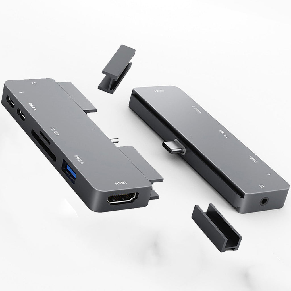 USB C Hub 7 in 1 Adapter with 4K HDMI USB 3.0 SD microSD Card Reader 3.5mm Audio USB C Data PD Charging for iPad Pro Air mini