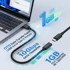 USB A Male to USB C Female Adapter Cable 10Gbps USB 3.2 OTG 3A Fast Charging 15cm Short Braided Cord for Laptop Phone SSD Hard Drive Car