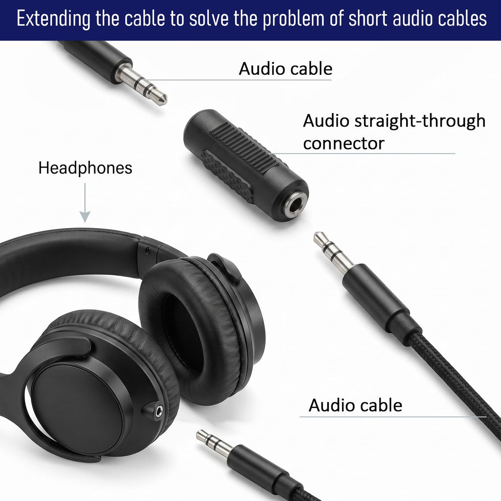 3.5mm Female to Female Audio Adapter 1/8 Inch TRS Stereo Coupler AUX Cable Extender Joiner Connector for Headphone Speaker PC Car Stereo