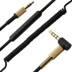 Replacement Audio Cable for Marshall Major 2 3 4 Monitor MID Headphones 3.5mm Coiled AUX Cord with Mic and Volume Control 90 Degree Right Angle Plugs