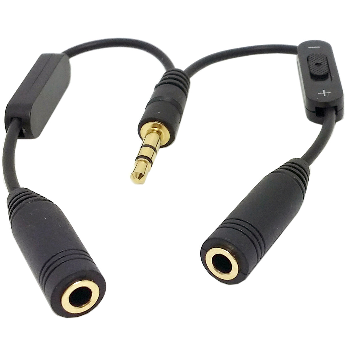 3.5mm Headphone Audio Y Splitter Cable 1 Male to 2 Female with Dual Slide Volume Controls 3 Pole TRS Stereo Aux Adapter for Earphones Speakers iPod PC
