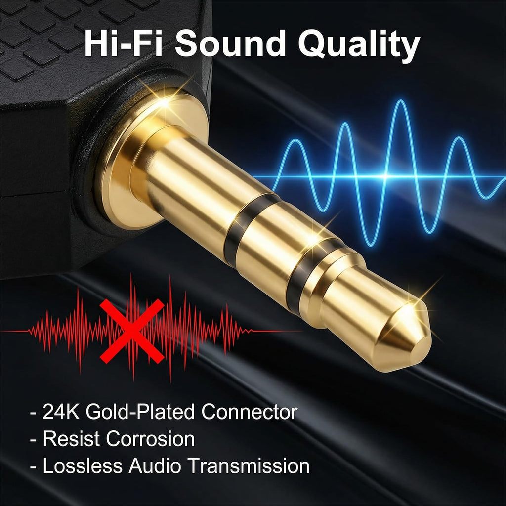 3.5mm Stereo Headphone Splitter 1 Male to 2 Female Audio Jack Y Adapter Dual Headphone Sharing for Phone Tablet Laptop MP3 CD Player