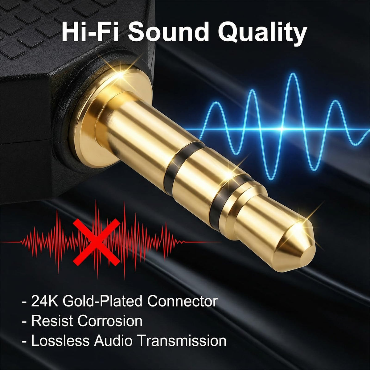 3.5mm Stereo Headphone Splitter 1 Male to 2 Female Audio Jack Y Adapter Dual Headphone Sharing for Phone Tablet Laptop MP3 CD Player