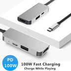 3 in 1 USB C to HDMI Adapter 4K 30Hz Multiport Type C Hub with 100W PD Fast Charging USB 3.0 for MacBook Pro Air iPad Surface Chromebook iPhone 15 16 PC