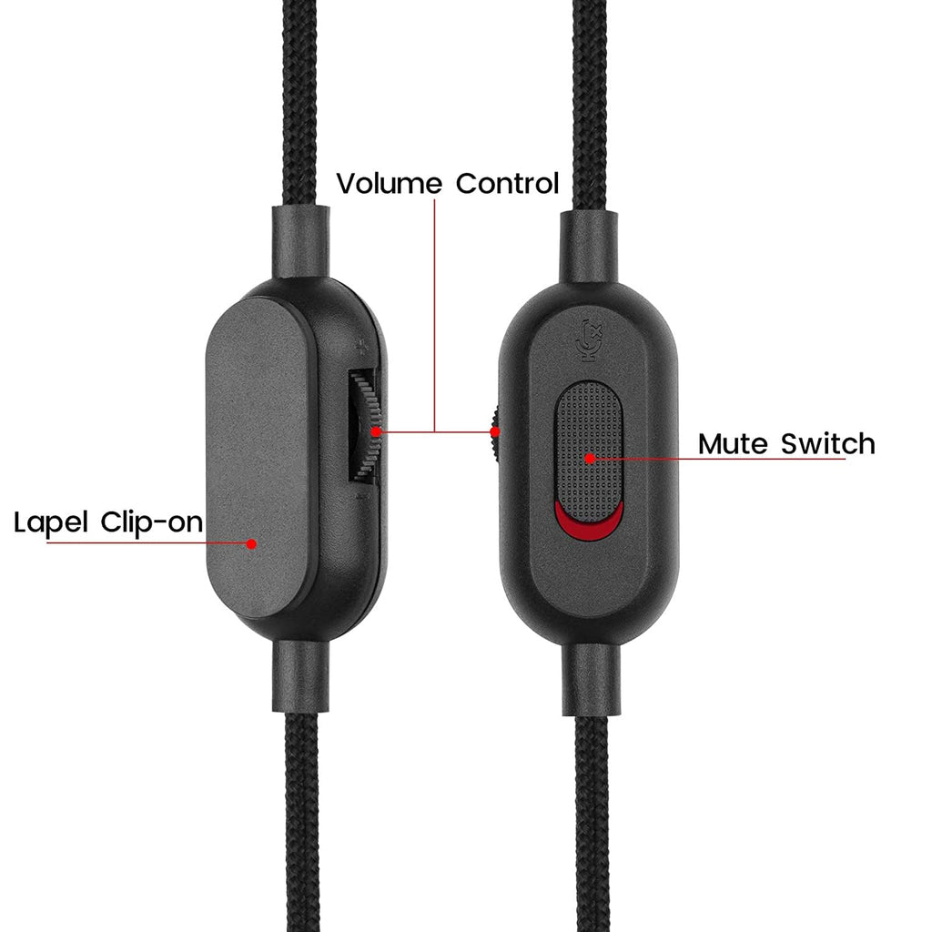 Replacement Audio Cable for Logitech G Pro X G433 G233 Headset 3.5mm 5 Pole to 4 Pole Braided Aux Cord with Inline Mute Volume Control for PC PS5 Xbox