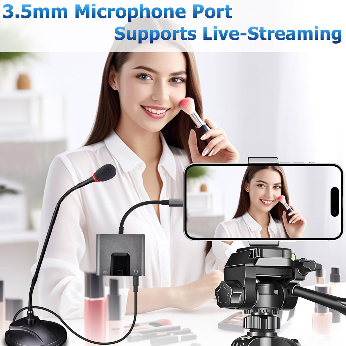 USB C to RJ45 Ethernet Adapter 10/100Mbps with 3.5mm Audio Jack and USB C Charging for iPhone 15 16 iPad Pro Galaxy