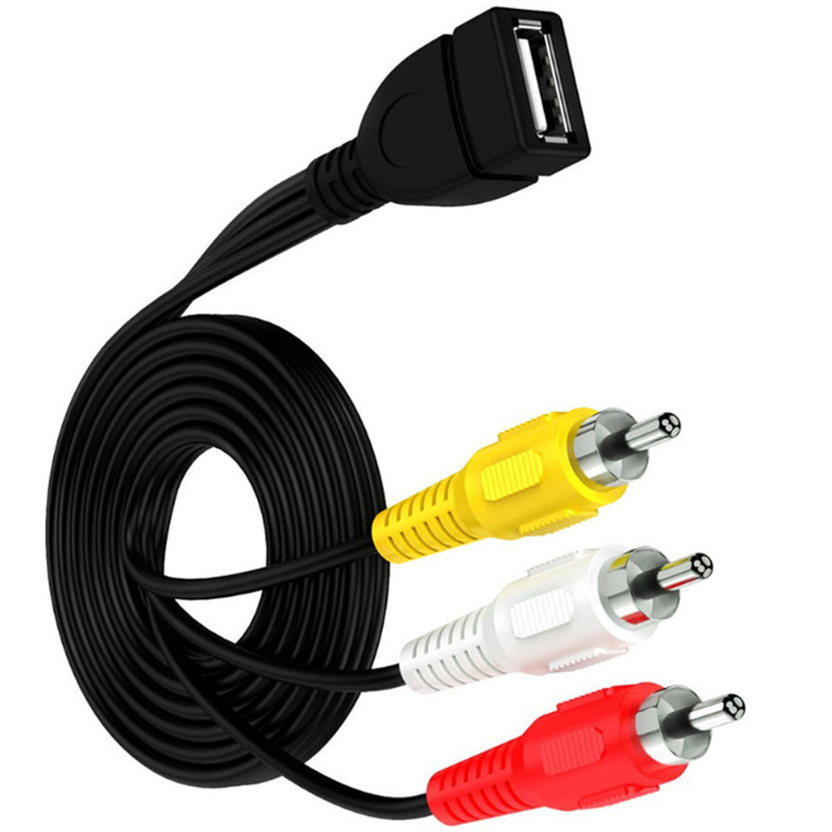 USB Female to 3 RCA Male AV Adapter Cable USB 2.0 A to 3RCA Male Composite Audio Video Cord for Camcorder TV Monitor