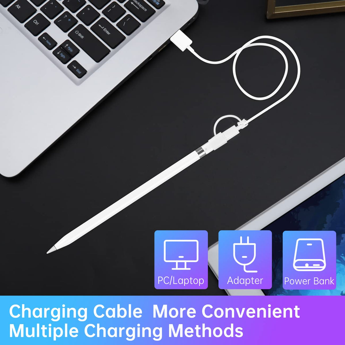 Charging Adapter for Apple Pencil 1st Generation Female to Female Lightning Cable Charger Connector Replacement for iPad Pro 9.7 10.5 12.9 Stylus Pen