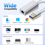 USB to Ethernet Adapter USB 3.0 to RJ45 Gigabit LAN Network Converter 1000Mbps Wired Internet for Nintendo Switch OLED MacBook PC Laptop Surface XPS