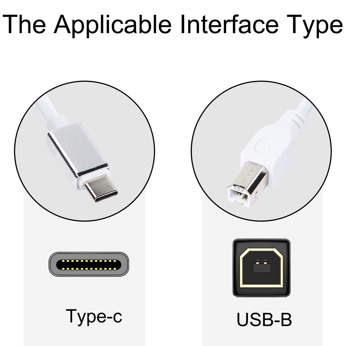 USB C to USB B Cable for MIDI Keyboard Controller Audio Interface Printer Scanner Data Connection 1m 1.5m