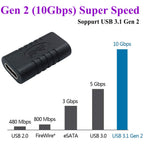 USB C Female to Female Adapter 10Gbps USB 3.1 Gen 2 Type C Coupler Extender 4K Video 60W Fast Charging for MacBook iPad Laptop Phone Monitor Dock