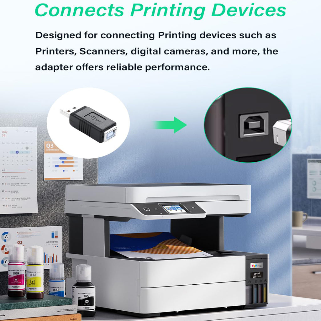 USB 2.0 Type A Male to Type B Female Adapter 480Mbps Printer Scanner Fax MIDI Keyboard 3D Printer Data Connector Plug and Play