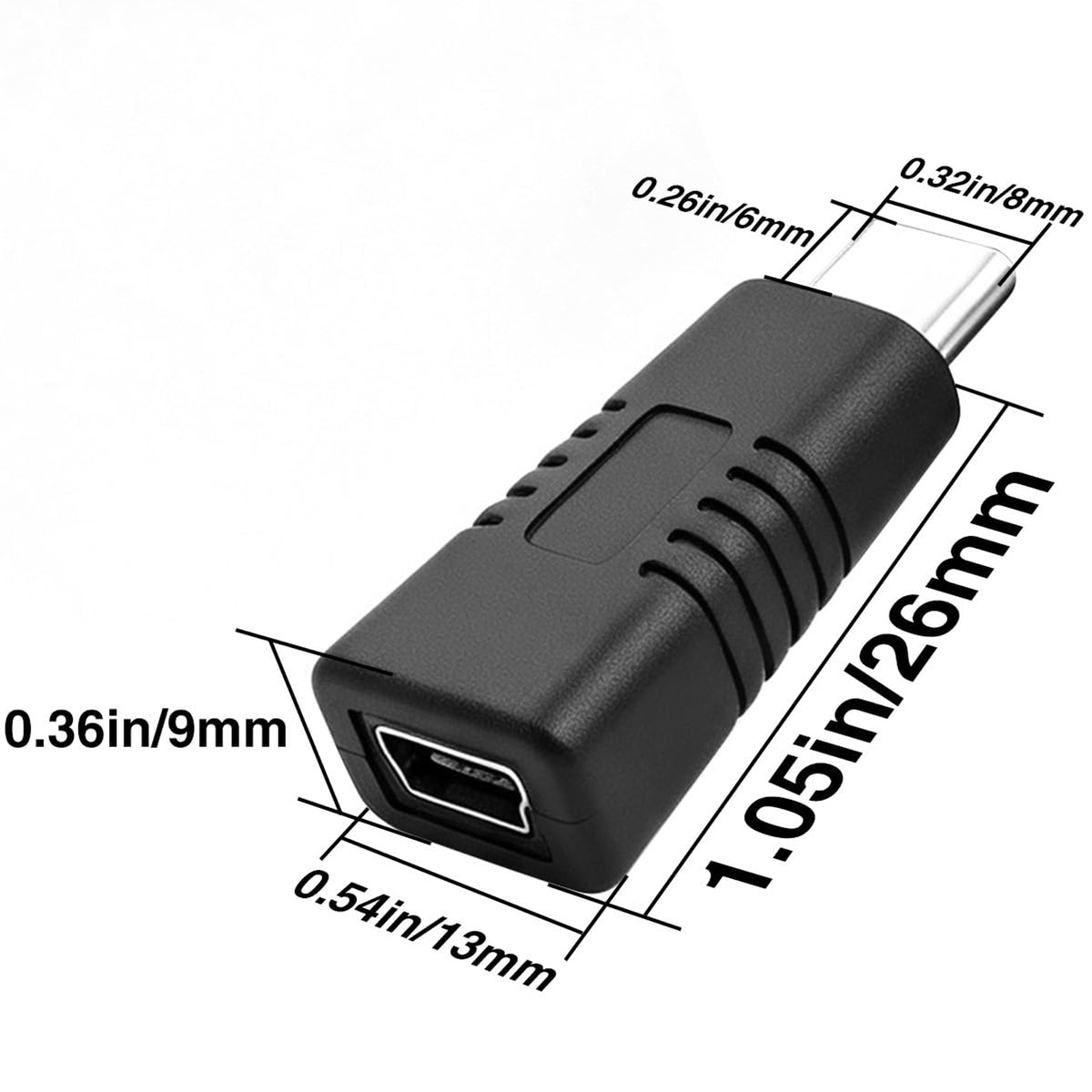 USB C to Mini USB Adapter Type C Male to Mini B 5 Pin Female Converter 480Mbps Data Charging for Dash Cam GPS Digital Camera MP3 Player MacBook PC