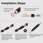 IP67 Waterproof RJ45 Coupler Female to Female Cat6 Cat5e Cat5 Outdoor Ethernet Cable Extender Shielded Gigabit LAN Connector POE for IP Cameras