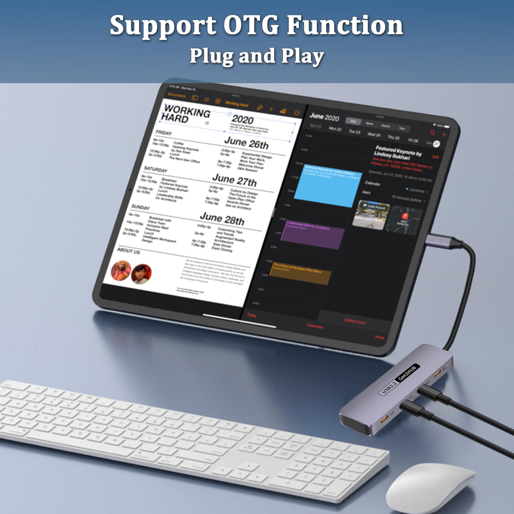 4 Port USB C Hub 10Gbps USB 3.2 Gen2 Type C Data Splitter Aluminum Multiport Adapter for MacBook Pro Air M2 M1 iPad Pro Surface Galaxy S23 Laptop