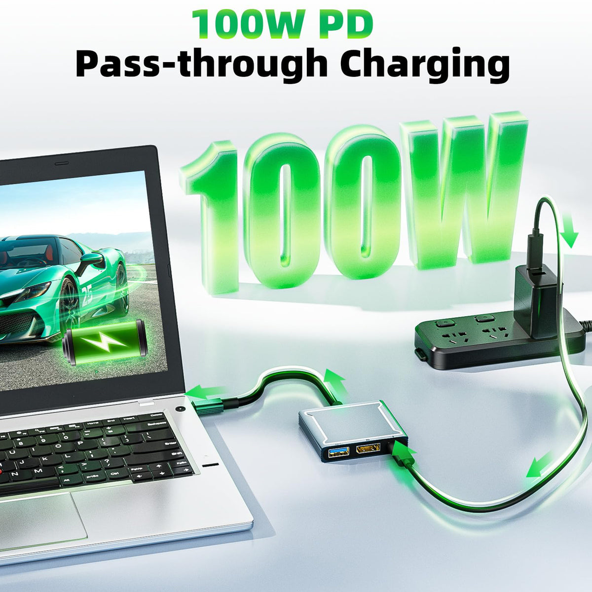 USB C to DisplayPort Adapter 8K 60Hz 4K 144Hz 3 in 1 Type C to DP Hub 100W PD Charging USB 2.0 Video Converter for MacBook Pro iPad Pro Laptop Monitor