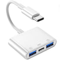 3 in 1 USB C to Dual USB A OTG Adapter Type C Charging Converter Cable Hub for Tablet Smartphone MacBook Pro
