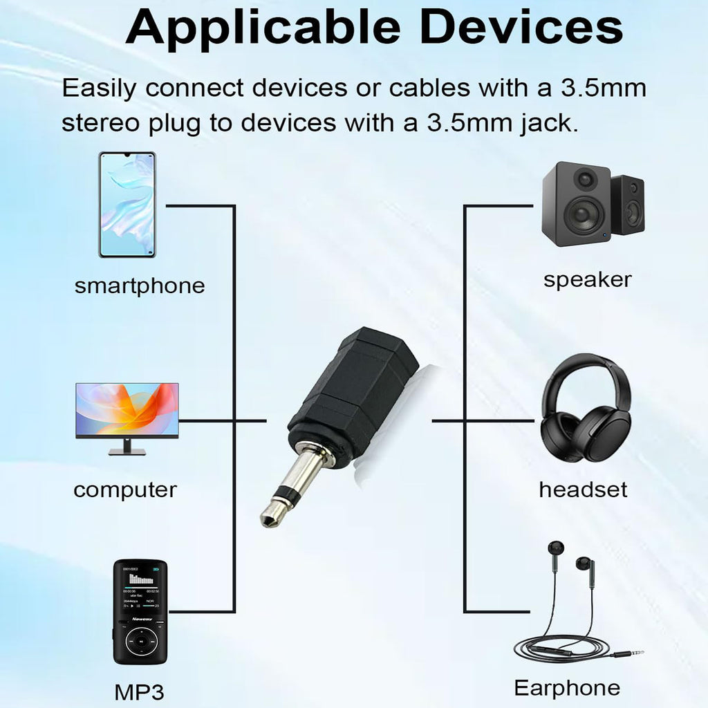 3.5mm Mono Male to Stereo Female Adapter 2 Pole TS to 3 Pole TRS 1 8 Inch Audio Converter for Headphones Scanner Ham Radio Radio Speaker