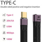 USB C Extension Cable 13cm USB4 Male to Female Flat Cable 40Gbps 100W PD 8K 60Hz Thunderbolt 4 3 Compatible for Dock SSD Monitor Laptop