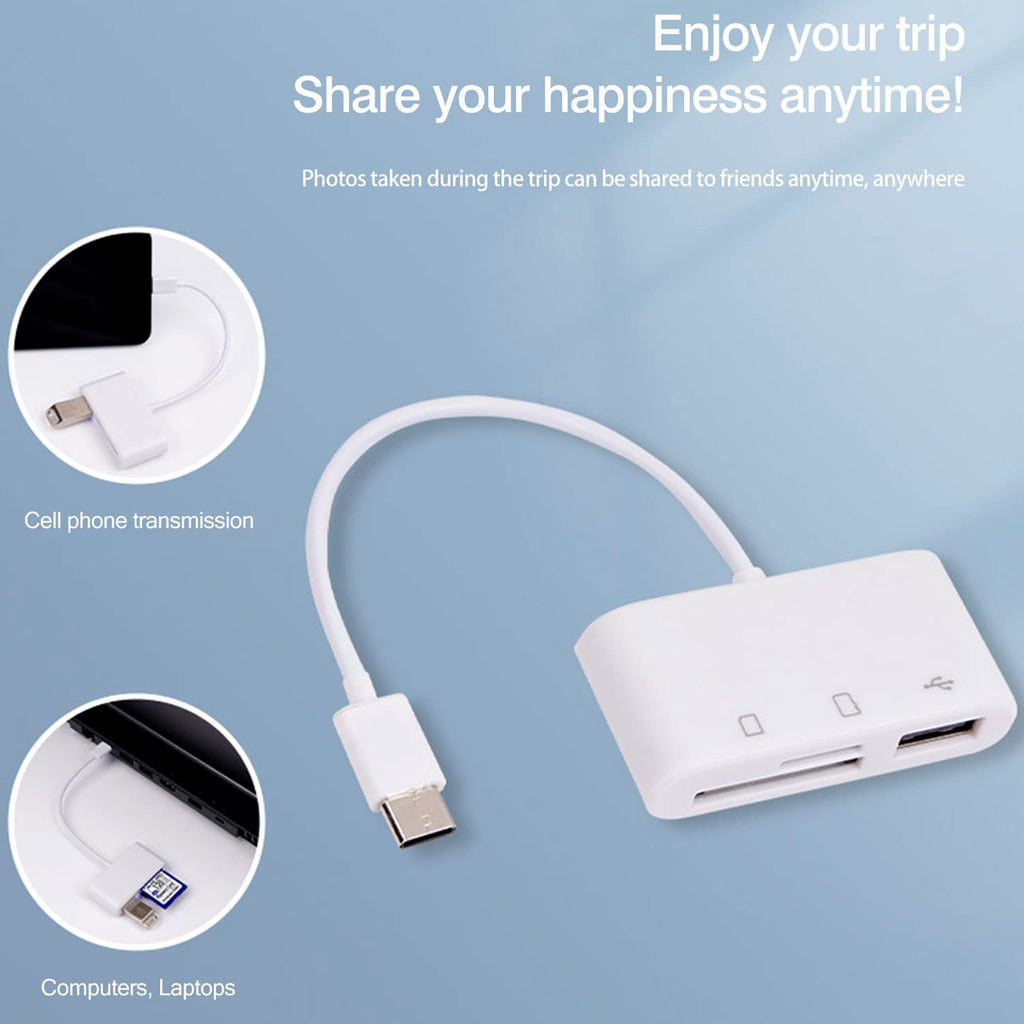 3 in 1 USB C SD Card Reader Micro SD TF Card and USB 2.0 OTG Adapter Cable for Android Phone Tablet iPad Pro MacBook Laptop PC Camera Flash Drive