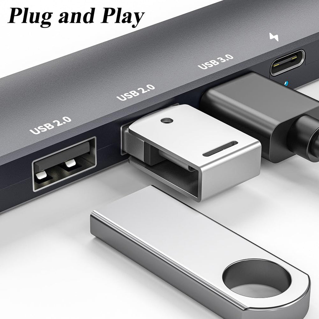 5 in 1 USB C Hub with 4K HDMI 100W PD Fast Charging USB 3.0 Dual USB 2.0 Multiport Type C Adapter for MacBook Pro Air M1 M2 iPad Pro XPS Surface Laptop